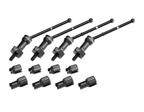 Aluminium 4140 Carbon Steel Front & Rear CVD Drive Shafts with Alloy 7075 Wheel Hex (Pins Thickened 2mm) for Arrma 1:18 Granite GROM / 1:14 Typhon GROM Small Scale Buggy Upgrades - Black von GPM