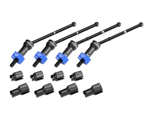 Aluminium 4140 Carbon Steel Front & Rear CVD Drive Shafts with Alloy 7075 Wheel Hex (Pins Thickened 2mm) for Arrma 1:18 Granite GROM / 1:14 Typhon GROM Small Scale Buggy Upgrades - Blue von GPM