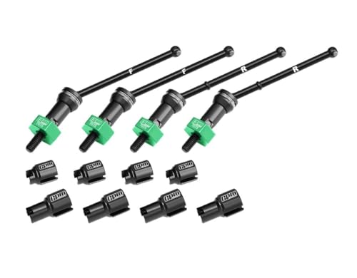 Aluminium 4140 Carbon Steel Front & Rear CVD Drive Shafts with Alloy 7075 Wheel Hex (Pins Thickened 2mm) for Arrma 1:18 Granite GROM / 1:14 Typhon GROM Small Scale Buggy Upgrades - Green von GPM