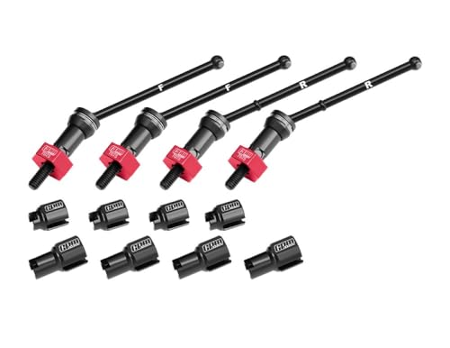 Aluminium 4140 Carbon Steel Front & Rear CVD Drive Shafts with Alloy 7075 Wheel Hex (Pins Thickened 2mm) for Arrma 1:18 Granite GROM / 1:14 Typhon GROM Small Scale Buggy Upgrades - Red von GPM