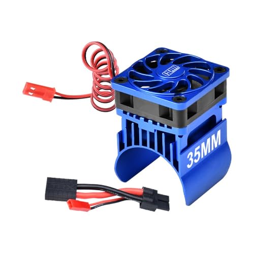 Aluminium 6061-T6 Alloy Cooling Fan with 35mm Motor Heatsink for Traxxas 1:16 Mini Maxx 4WD 107154-1/1:10 Mini XRT VXL-3S 108076-1 Monster Truck Upgrades - Blue von GPM