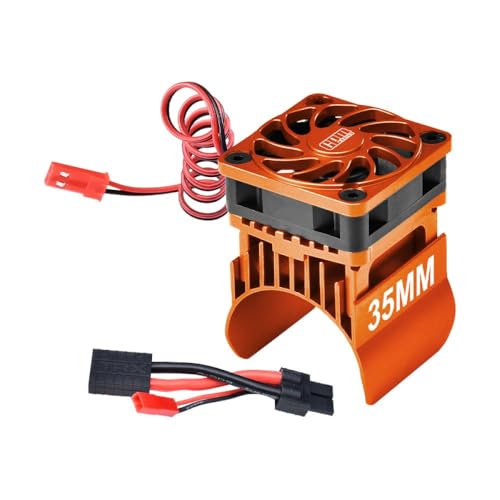 Aluminium 6061-T6 Alloy Cooling Fan with 35mm Motor Heatsink for Traxxas 1:16 Mini Maxx 4WD 107154-1 / Mini XRT VXL-3S 108076-1 Monster Truck Upgrades - Orange von GPM