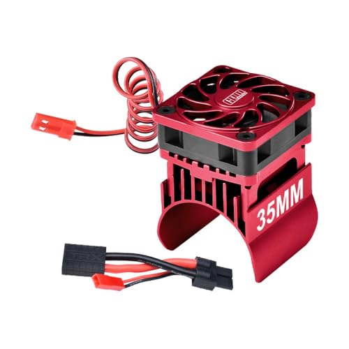 Aluminium 6061-T6 Alloy Cooling Fan with 35mm Motor Heatsink for Traxxas 1:16 Mini Maxx 4WD 107154-1 / Mini XRT VXL-3S 108076-1 Monster Truck Upgrades - Red von GPM