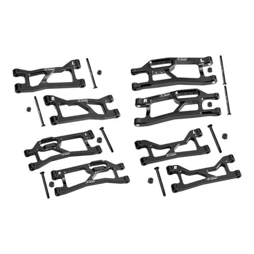Aluminium 7075 Alloy Front + Rear (Upper & Lower) Suspension Arms for Traxxas 1/16 Mini XRT VXL-3S 108076-1 Monster Truck Upgrades - Black von GPM