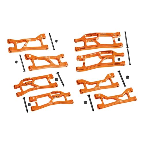 Aluminium 7075 Alloy Front + Rear (Upper & Lower) Suspension Arms for Traxxas 1/16 Mini XRT VXL-3S 108076-1 Monster Truck Upgrades - Orange von GPM