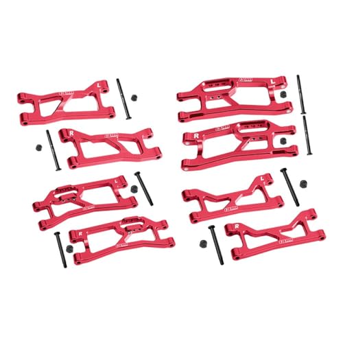 Aluminium 7075 Alloy Front + Rear (Upper & Lower) Suspension Arms for Traxxas 1/16 Mini XRT VXL-3S 108076-1 Monster Truck Upgrades - Red von GPM