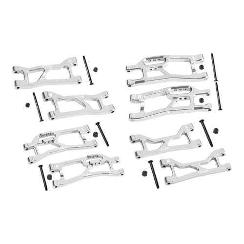 Aluminium 7075 Alloy Front + Rear (Upper & Lower) Suspension Arms for Traxxas 1/16 Mini XRT VXL-3S 108076-1 Monster Truck Upgrades - Silver von GPM