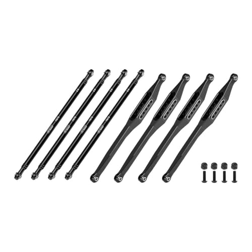 Aluminium 7075-T6 Alloy Upper & Lower Link Bar Set for LOSI 1/8 LMT 2.0 Grave Digger 4X4 Solid Axle Brushless Monster Truck-LOS04028 Upgrades - Black von GPM