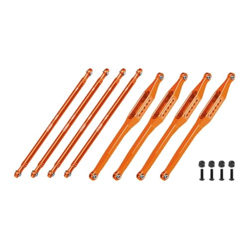 Aluminium 7075-T6 Alloy Upper & Lower Link Bar Set for LOSI 1/8 LMT 2.0 Grave Digger 4X4 Solid Axle Brushless Monster Truck-LOS04028 Upgrades - Orange von GPM