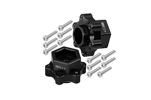 Aluminium Hex Adapters Converter (+10mm) for Losi 1:8 LMT 4WD Solid Axle Monster Truck LOS04022 / LMT Grave Digger/Son-uva Digger LOS04021 / TLR Tuned LMT Kit LOS04027 Upgrades - 14Pc Set Black von GPM