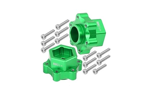 Aluminium Hex Adapters Converter (+10mm) for Losi 1:8 LMT 4WD Solid Axle Monster Truck LOS04022 / LMT Grave Digger/Son-uva Digger LOS04021 / TLR Tuned LMT Kit LOS04027 Upgrades - 14Pc Set Green von GPM