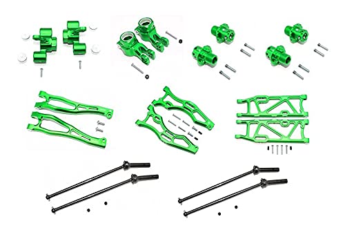 Arrma KRATON/Outcast/Notorious 6S BLX Tuning Teile Aluminium F Upper + Lower Arms, R Lower Arms, F+R Knuckle Arms, CVD Drive Shaft, 13mm Hex - Combo Pack 56Pc Set Green von GPM