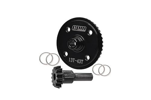 Arrma SENTON/TYPHON/INFRACTION/LIMITLESS Tuning Teile Harden Steel 43T/13T Straight Main Diff Gear - 2Pc Set Black von GPM