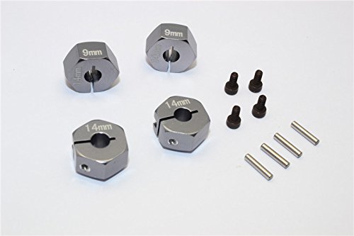 Axial EXO Tuning Teile Aluminium Hex Adapter (14mmx9mm) for Optional 14mm Hex Wheel Only - 4Pcs Set Gray Silver von GPM
