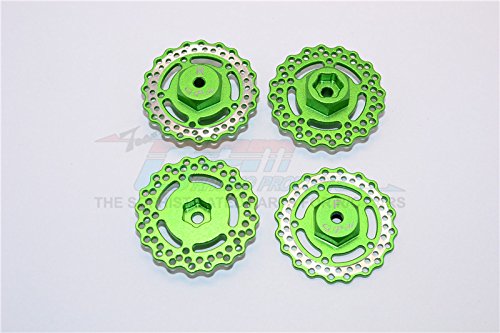 Axial Yeti Jr. Score Trophy Truck (AX90052) / Yeti Jr. Can-Am Maverick (AXI90069) Tuning Teile Aluminium Front and Rear Wheel Hex with Brake Disk - 4Pcs Set Green von GPM