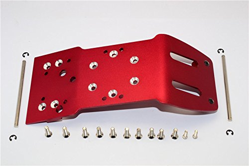 G.P.M. HPI Savage 21, X, XL, K4.6, Flux Tuning Teile Aluminium Rear Skid Plate with Pins & Screws & Aluminium Collars - 1Pc Set Red von GPM