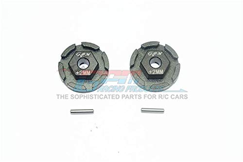 GPM For Traxxas Rustler 4X4 VXL (67076-4) Aluminum Hex Adapter (+2mm) - 2Pc Set Black von GPM