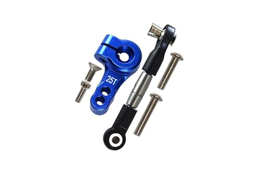 G.P.M. Traxxas Rustler 4X4 VXL (67076-4) Tuning Teile Spring Steel Tie Rod + 25T Aluminium Servo Horn - 6Pc Set Blue von GPM