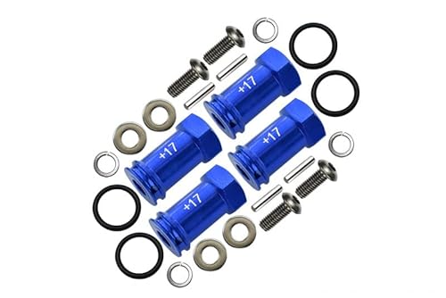 G.P.M. Traxxas Slash 4X4 Tuning Teile Aluminium Hex Adaptor (+17mm) - 4 Pcs Set Blue von GPM