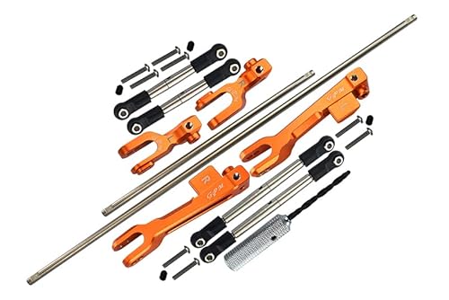 G.P.M. Traxxas Unlimited Desert Racer 4X4 (#85076-4) Tuning Teile Spring Steel Front + Rear Sway Bar & Aluminium Sway Bar Arm & Stainless Steel Linkage - 23Pc Set Orange von GPM