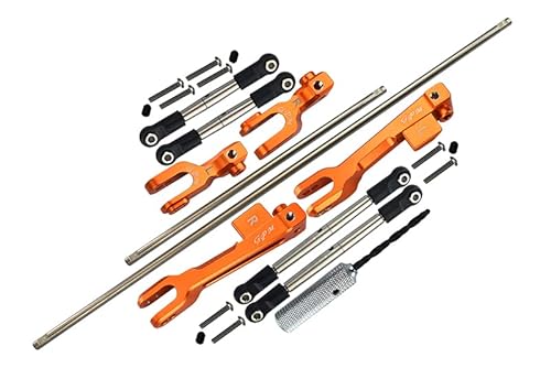 GPM For Traxxas Unlimited Desert Racer 4X4 (#85076-4) Spring Steel Front + Rear Sway Bar & Aluminum Sway Bar Arm & Stainless Steel Linkage - 23Pc Set Orange von GPM