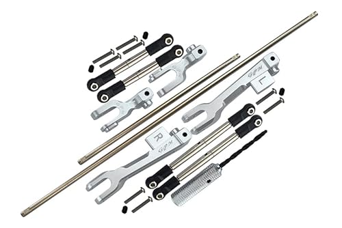 Traxxas Unlimited Desert Racer 4X4 (#85076-4) Tuning Teile Spring Steel Front + Rear Sway Bar & Aluminium Sway Bar Arm & Stainless Steel Linkage - 23Pc Set Silver von GPM