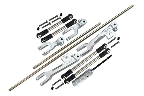 GPM For Traxxas Unlimited Desert Racer 4X4 (#85076-4) Spring Steel Front + Rear Sway Bar & Aluminum Sway Bar Arm & Stainless Steel Linkage - 23Pc Set Silver von GPM