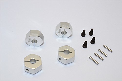 GPM Axial EXO Tuning Teile Aluminium Hex Adapter (14mmx9mm) for Optional 14mm Hex Wheel Only - 4Pcs Set Silver von GPM