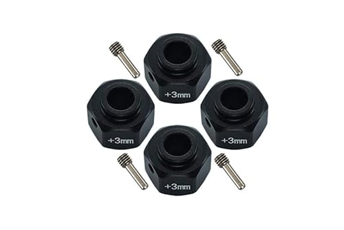 Axial SCX10 III Jeep Wrangler/Capra 1.9 UTB Tuning Teile Aluminium Wheel Hex Adapters +3mm - 4Pc Set Black von GPM