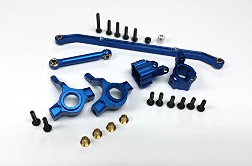 GPM Axial SCX10 Tuning Teile Aluminium Front C-Hub & Front Knuckle Arm (Toe-In 5 Degree) & SCS160 Tie Rod - 6Pcs Set Blue von GPM
