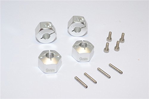 GPM HPI Bullet 3.0 Nitro & Bullet Flux Tuning Teile Aluminium Hex Adapter 12mm Diameter with 9mm Thickness for Optional EXO Wheels EX0503FR & EX1003FR - 4Pcs Set Silver von GPM