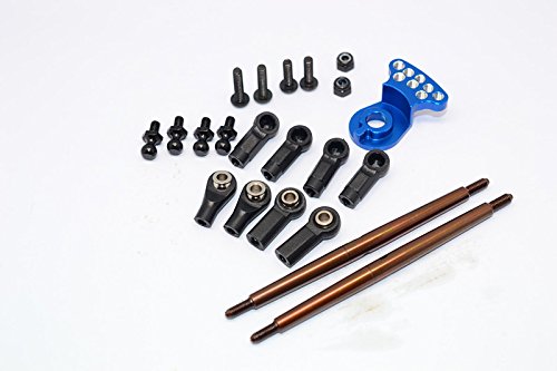 GPM for Tamiya DT-03 Tuning Teile Spring Steel Modified Anti-Thread Steering Tie Rod with Servo Saver (P3) - 1 Set Blue von GPM