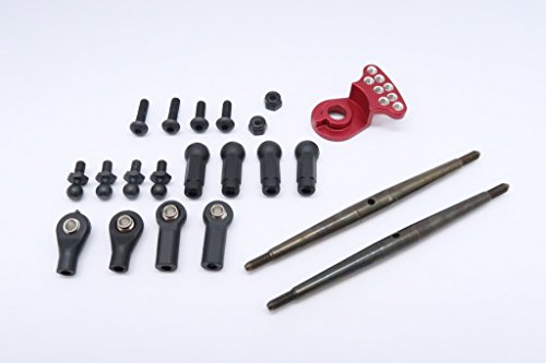 GPM for Tamiya DT-03 Tuning Teile Spring Steel Modified Anti-Thread Steering Tie Rod with Servo Saver (P3) - 1 Set Red von GPM