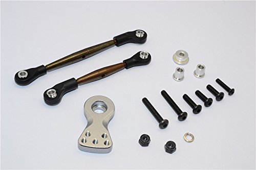 GPM for Tamiya Lunch Box Tuning Teile Spring Steel Modified Anti-Thread Steering Tie Rod with Servo Horn - 1 Set Gray Silver von GPM