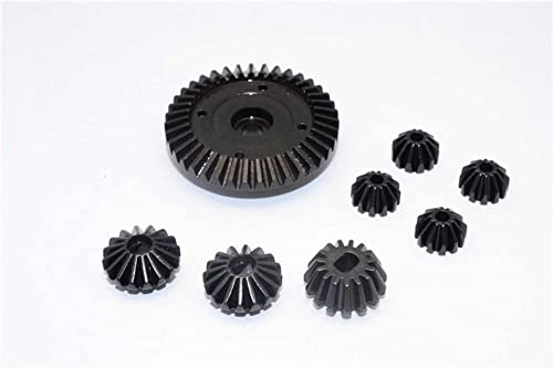 GPM for Tamiya TT-02 & TT-02B Tuning Teile Steel Ring Gear & Bevel Gear - 8Pcs Set Black von GPM
