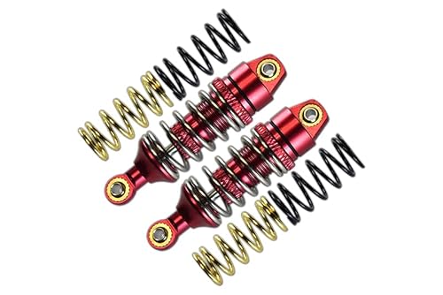 GPM for Traxxas 1/16 Mini E-Revo, Mini Slash, Mini Summit Aluminum Front/Rear Adjustable Spring Damper (1.2mm,1.3mm & 1.4mm Coil Springs) with Aluminum Ball Ends - 1Pr Set Red von GPM