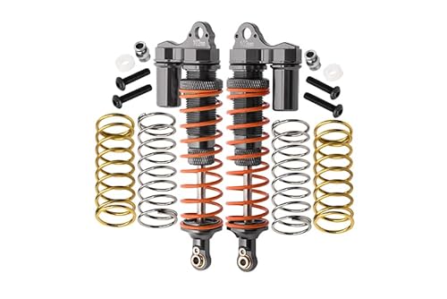 GPM For Traxxas Rustler 4X4 VXL (67076-4) / Hoss 4X4 VXL (90076-4) Aluminum Rear Adjustable L-Shape Piggy Back Shocks 102mm - 1Pr Set Gray Silver von GPM