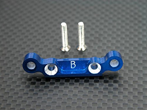 Kyosho Mini Inferno Tuning Teile Aluminium Rear Arm Bulk (2 Deg) for Rear Gear Box with Screws - 1Pc Set Blue von GPM