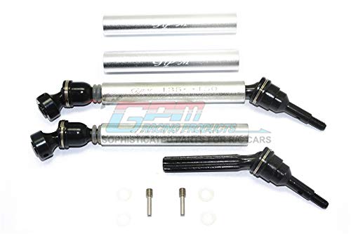 GPM for Traxxas Revo/Summit/E-Revo Steel+Aluminum Front/Rear Universal Swing Shaft with Washers & Wheel Hubs - 1Pr Set Silver von GPM