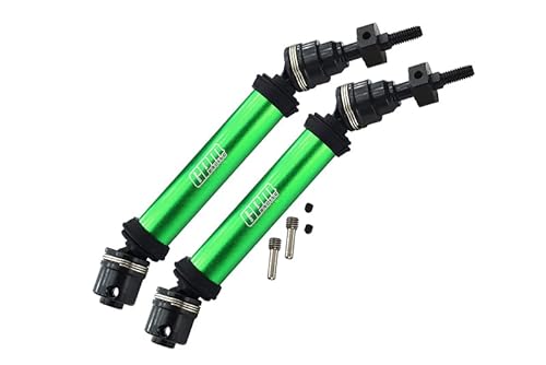 Traxxas Rustler 4X4 VXL (67076-4) / Hoss 4X4 VXL (90076-4) Tuning Teile Harden Steel #45 Front Axle CVD Drive Shaft With Alloy Body - 1 Pair Set Green von GPM