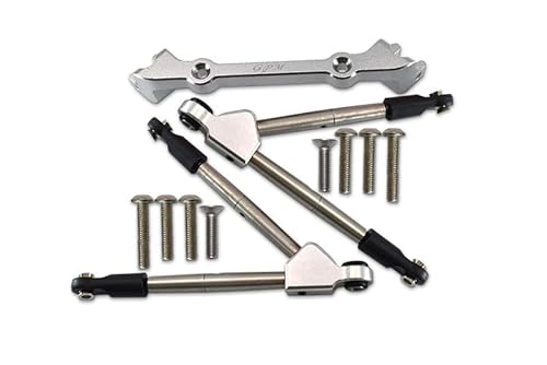 Traxxas Rustler 4X4 VXL (67076-4) Tuning Teile Aluminium Front Tie Rods with Stabilizer for C Hub - 11Pc Set Silver von GPM