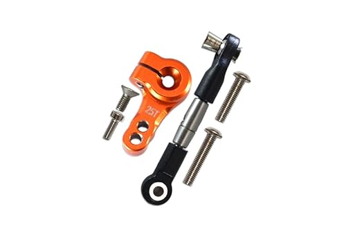 GPM for Traxxas Rustler 4X4 VXL (67076-4) Spring Steel Tie Rod + 25T Aluminum Servo Horn - 6Pc Set Orange von GPM