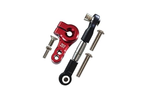GPM for Traxxas Rustler 4X4 VXL (67076-4) Spring Steel Tie Rod + 25T Aluminum Servo Horn - 6Pc Set Red von GPM