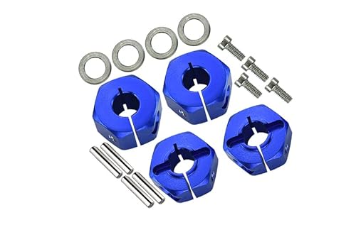GPM For Traxxas Slash Pro 2WD Short-Course Truck Upgrade Part Aluminum Hex Adapters 6mm Thick (Front) + 8mm Thick (Rear) - 4Pc Set Blue von GPM