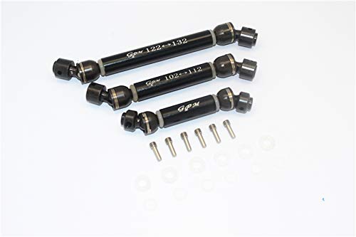 GPM For Traxxas TRX-6 Merc-Benz G63 (88096-4) Steel+Aluminium Front + Center + Rear CVD Drive Shaft - 3Pc Set Black von GPM