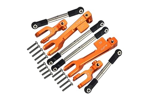 GPM For Traxxas Unlimited Desert Racer 4X4 (#85076-4) Aluminum Front & Rear Sway Bar & Stainless Steel Linkage - 8Pc Set Orange von GPM