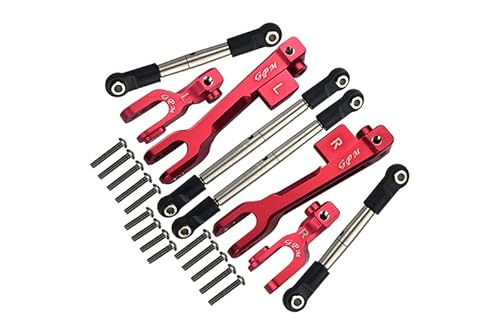 Traxxas Unlimited Desert Racer 4X4 (#85076-4) Tuning Teile Aluminium Front & Rear Sway Bar & Stainless Steel Linkage - 8Pc Set Red von GPM