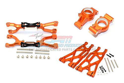 Traxxas X-Maxx 4X4 Tuning Teile Aluminium Rear Upper + Lower Arms + Knuckle Arms Set - 40Pc Set Orange von GPM