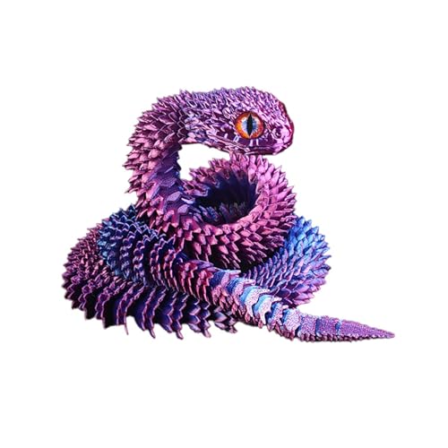 Schlange Spielzeug, 3d Schlange, 3d Druck Schlange, 3d Gedruckte Schlange, 3D gedruckte Tierspielzeuge, Schlangen Modell, Schlange Statue Decor, Zappelspielzeug für Autismus/ADHS, 45cm,Blau Violett von GQDGCU