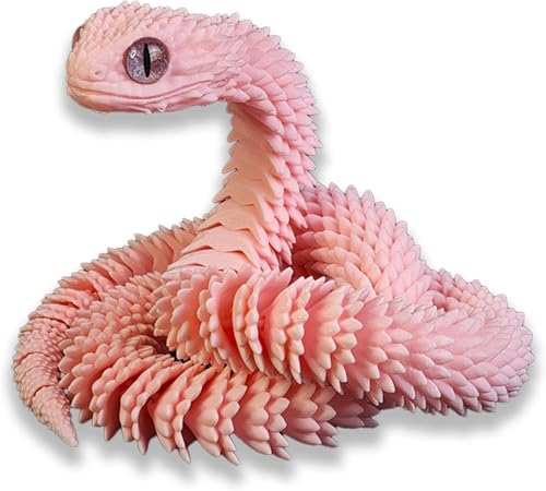 GQDGCU Schlange Spielzeug, 3D Schlange, 3D Druck Schlange, 3D Gedruckte Schlange, 3D gedruckte Tierspielzeuge, Schlangen Modell, Schlange Statue Decor, Zappelspielzeug für Autismus/ADHS (45cmcm,Rosa) von GQDGCU